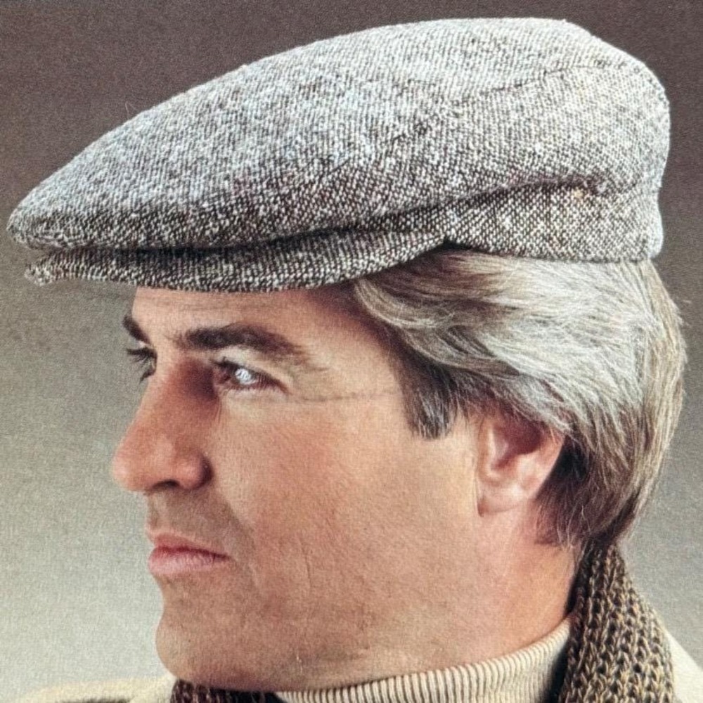 Vintage Totes Flat Cap Hat Mens L Gray Tweed Newsboy‎ Fisherman Rain Rolls Off